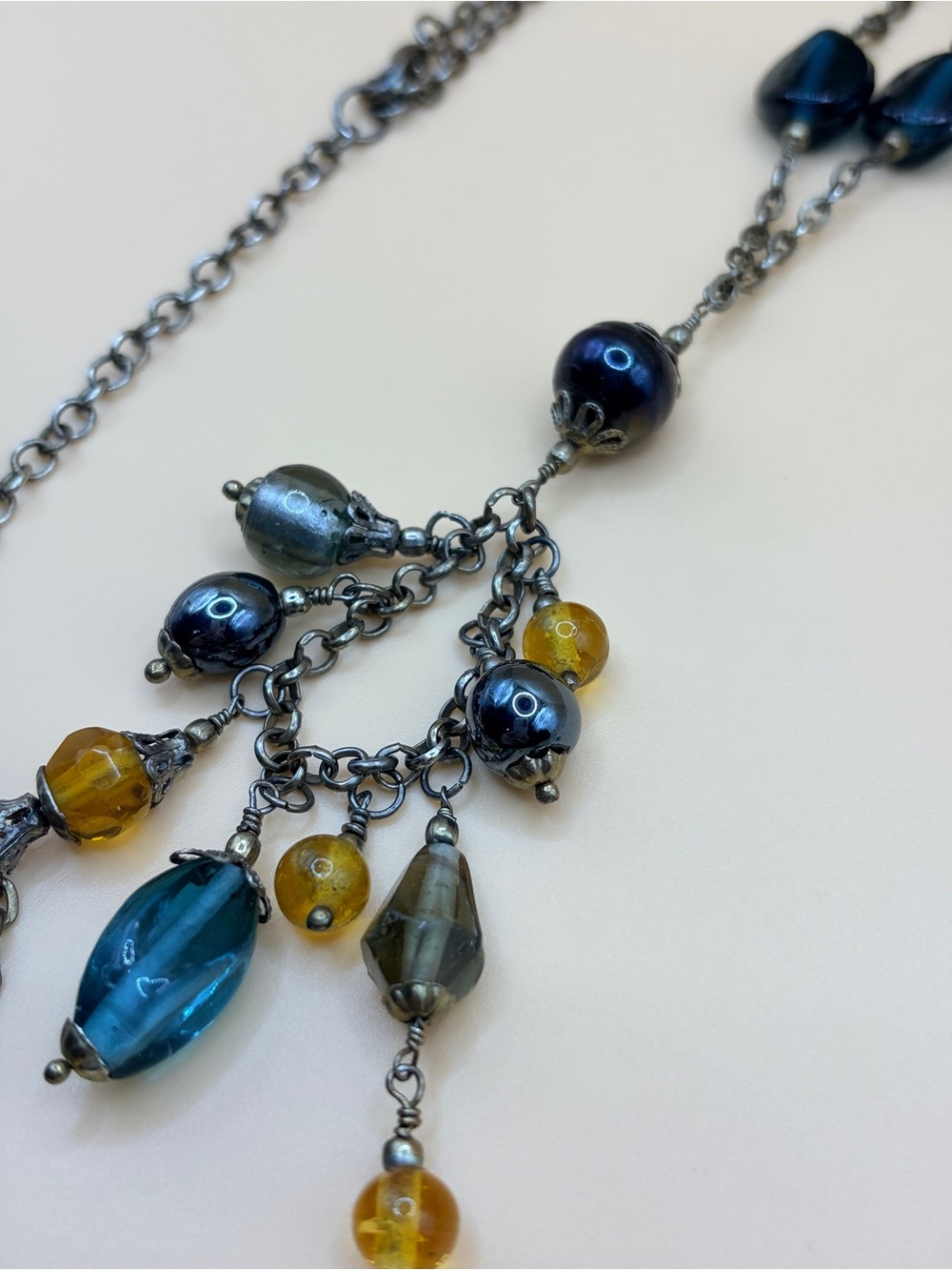 Boho Glass Beaded Lavalier Necklace with Tassel